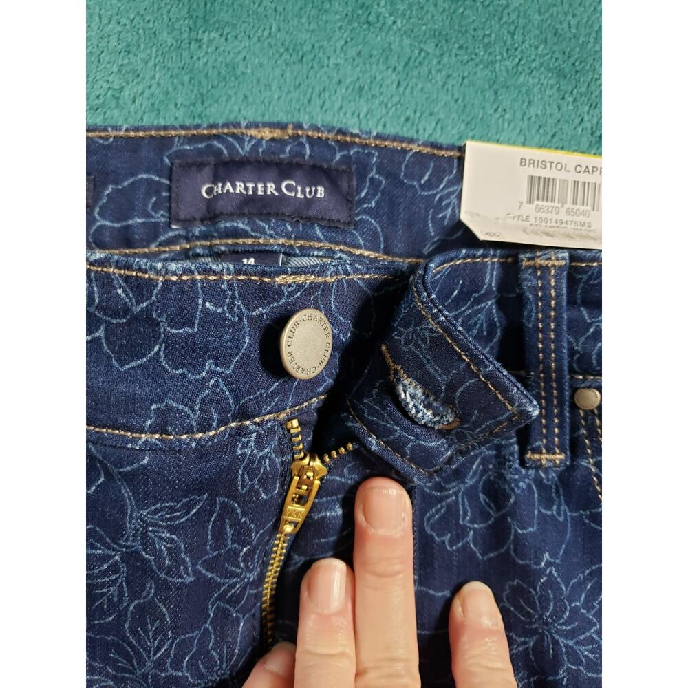 Charter Club Jeans Size 14 Womens Blue Mid Rise Pants Ladies Bristol Capri NWT - Picture 8 of 16